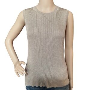 Banana Republic Gold Metallic Glitter Ribbed Sleeveless Sweater Women's Small